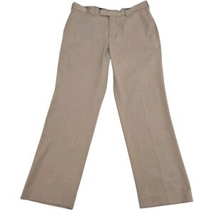 AXIST Mens Tan Flat Front Poly Blend Dress Pants Size 32x30 Office Casual